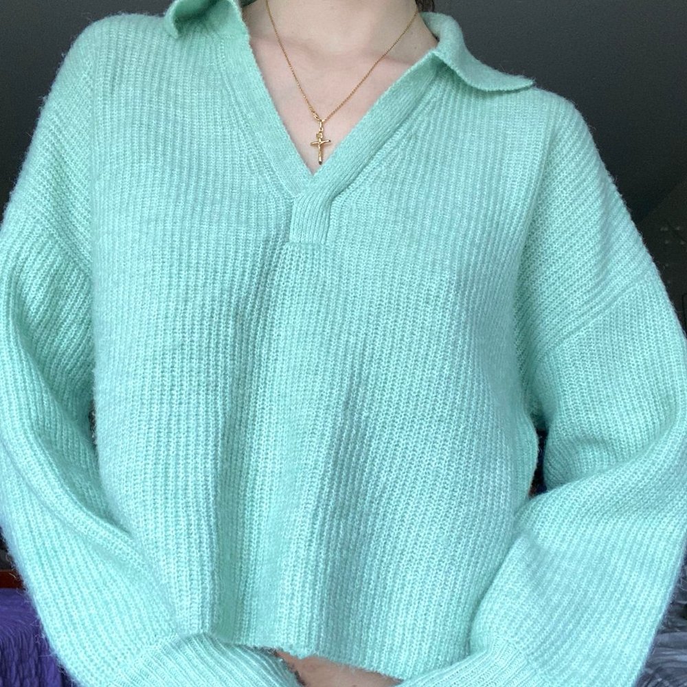 Sincerely Jules Teal Collared Sweater
